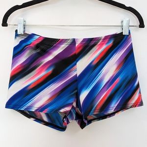 Speedo Swim Bottoms Boy Short Style Square Cut Vintage Retro Multicolor Stripe M